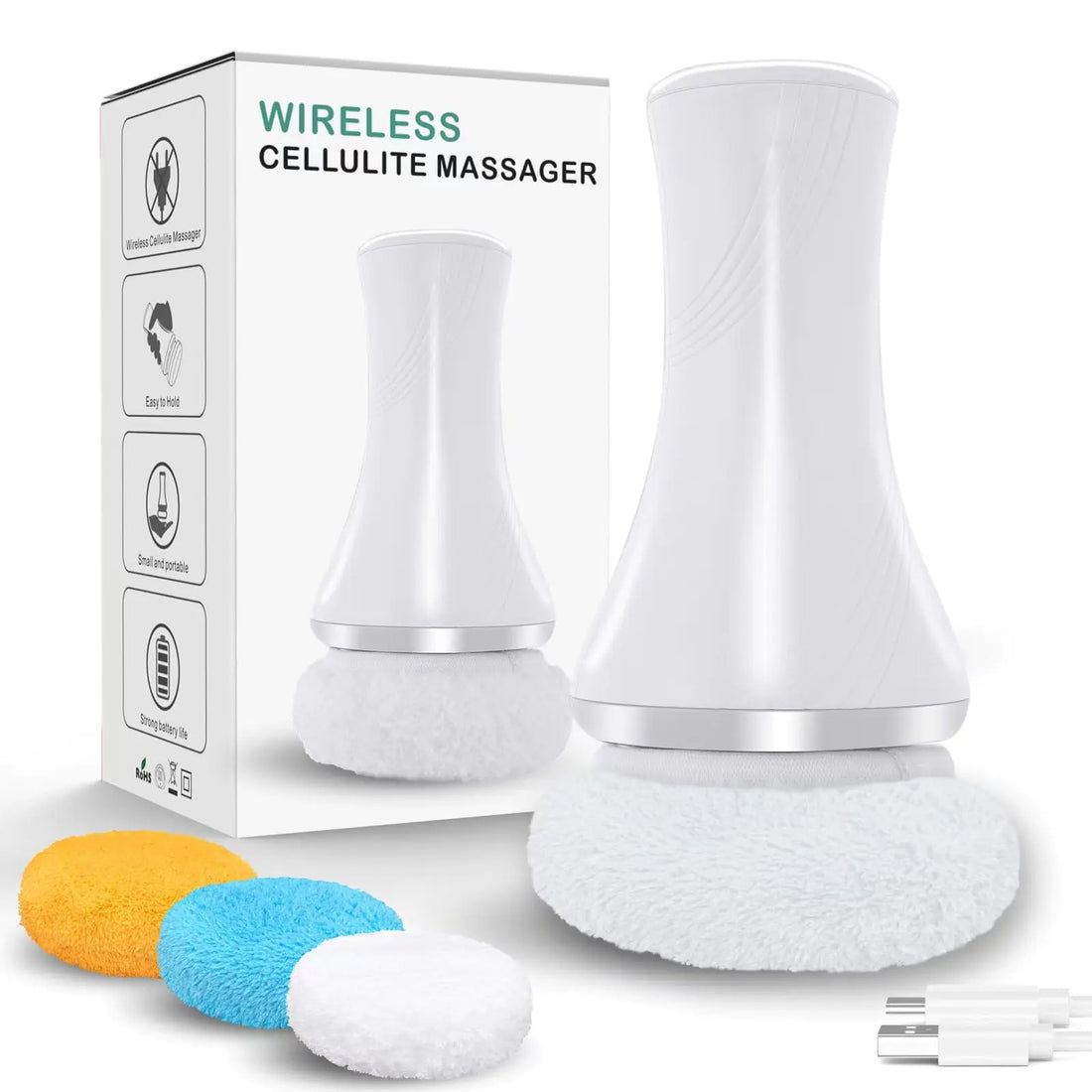 Body Sculpting Machine Cellulite Remover for Legs Lymphatic Drainage Massager Cellulite Massager Handheld Wireless with 6 Washable Pads Body Massager for Belly Legs Butt Arms