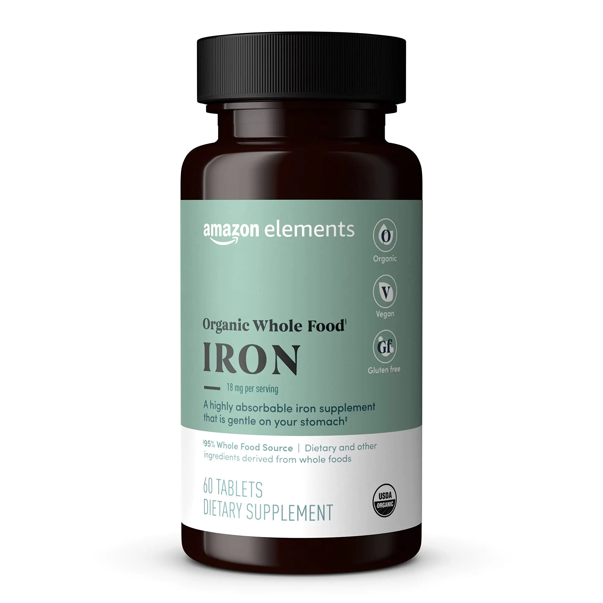 Amazon Elements Organic Whole Food Iron 60 tablets