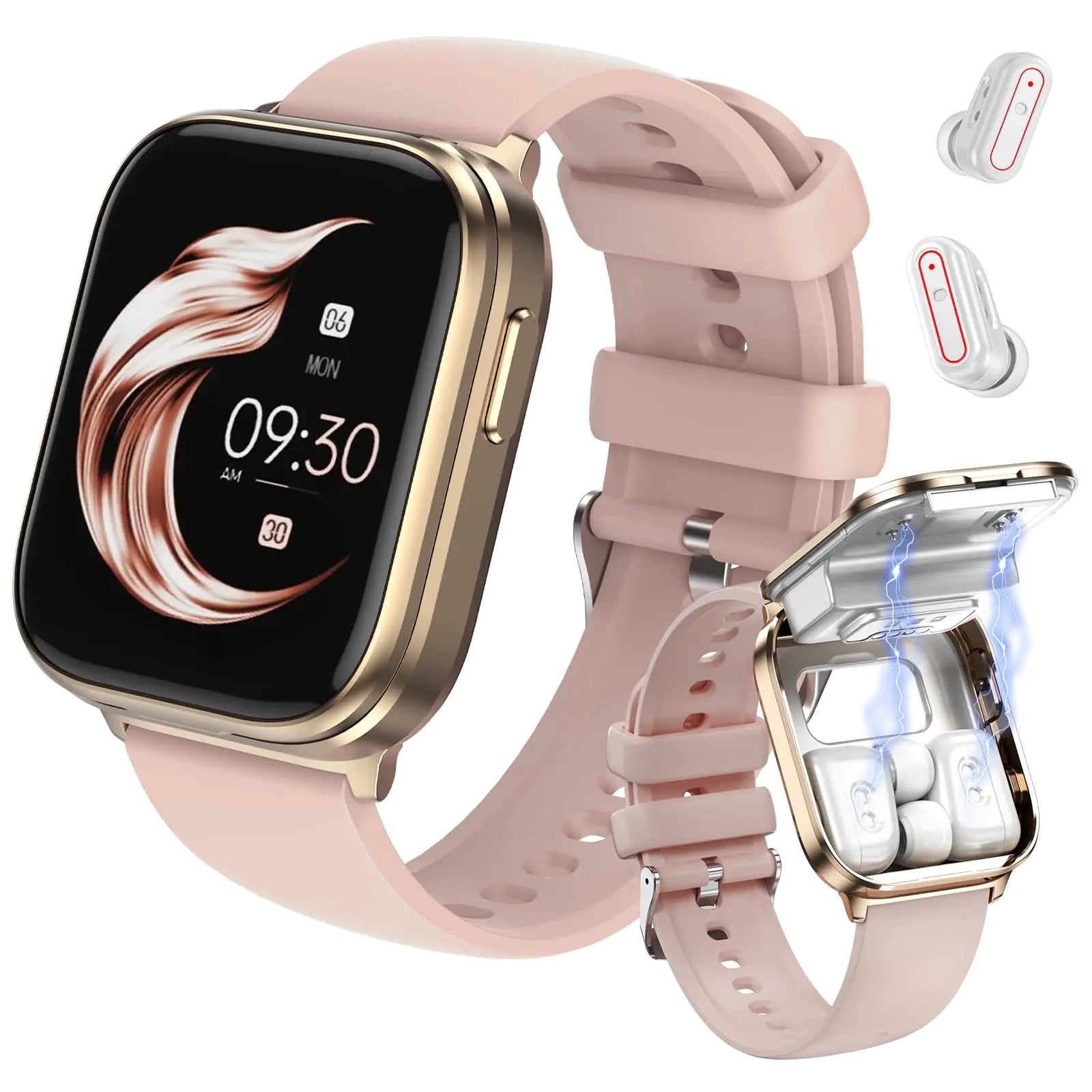 VOVOAEWACH Smart Watch with Earbuds 2 in 1 Smartwatch for Men and Women 1.85" HD Smartwatches Screen Make/Answer Calls Bluetooth Earphones Fitness Tracker Sleep Tracker X9 (Gold)