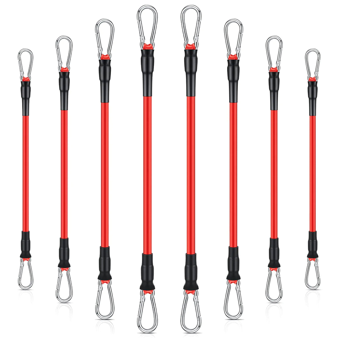 Liliful 8 pcs Resistance Bands for Working Out Additional Exercise Bands for Replacement Workout Equipment Elastic Stretch Legs Ankle Straps for Men Women Strength Training Fitness Gym Home Red