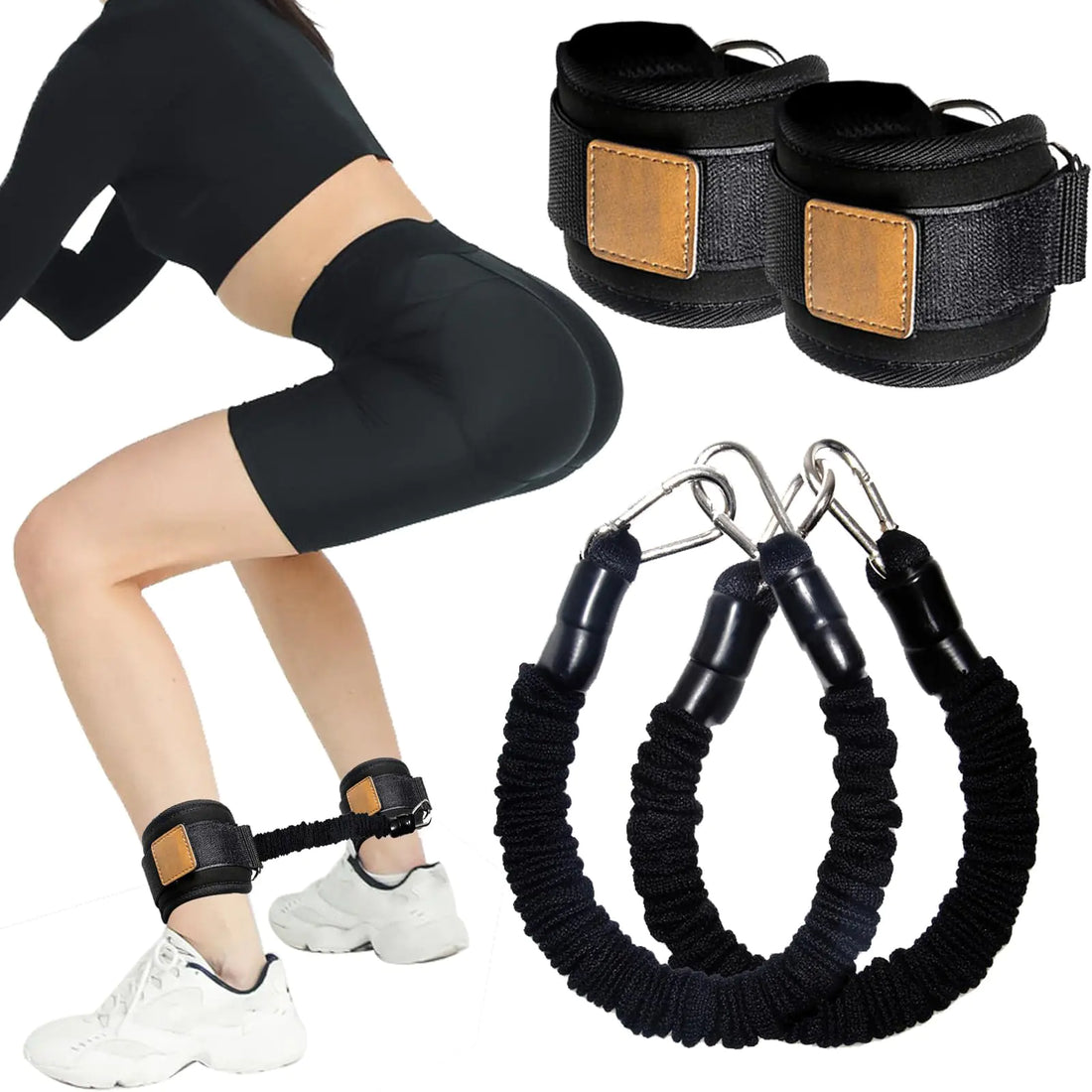 Ankle Resistance Bands with Cuffs Ankle Bands for Leg Booty Butt Lift Workout Equipment for Kickbacks Hip Leg Glute Fitness Training Exercise Bands with Ankle Cuffs for Men Women