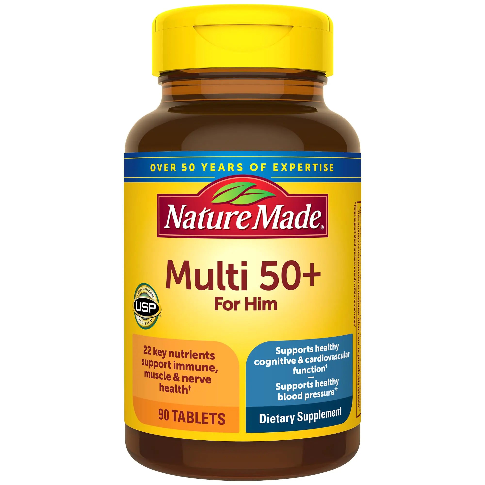 Nature Made Multivitamin For Him 50+ Mens Multivitamins for Daily Nutritional Support Multivitamin for Men 90 Tablets 90 Day Supply