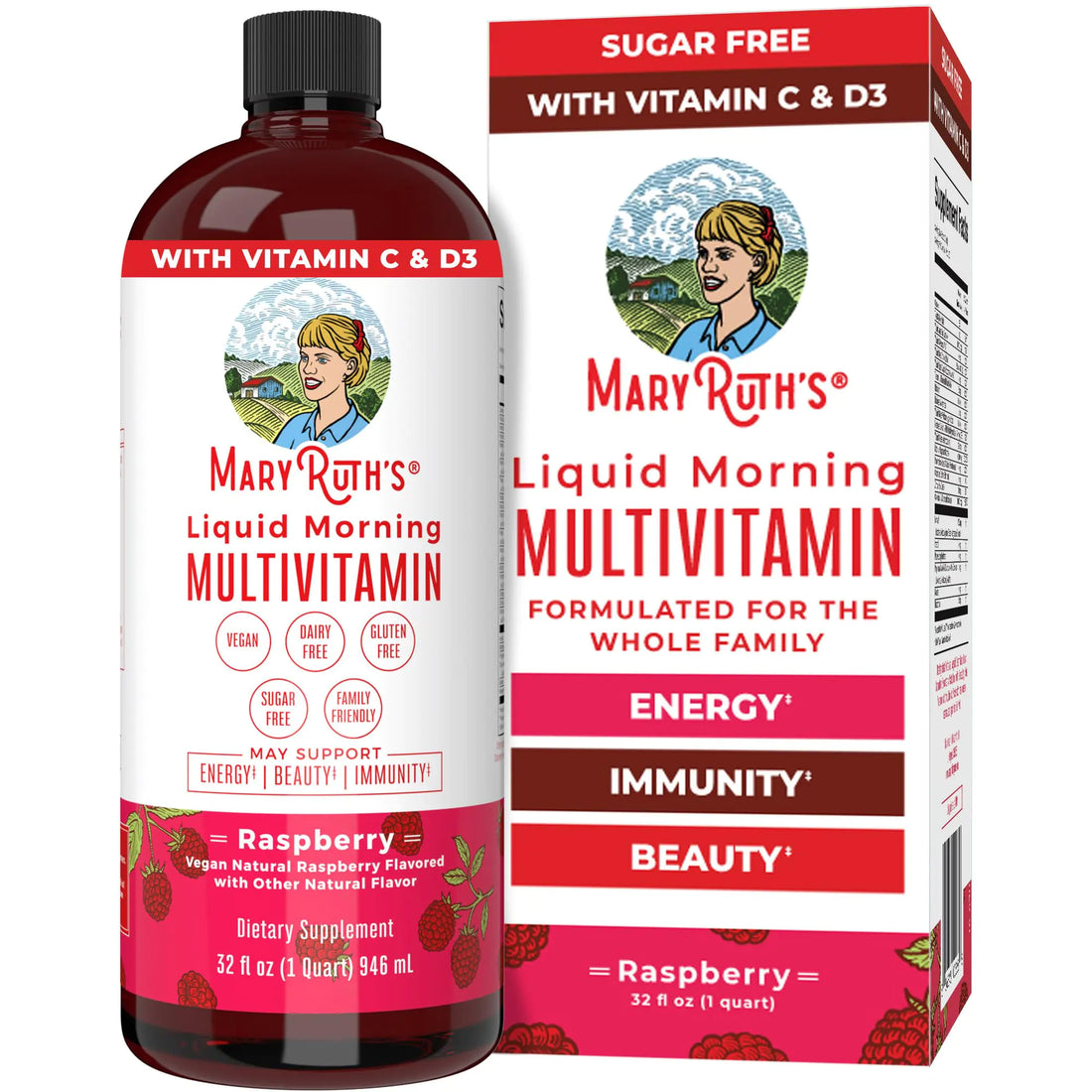 MaryRuth Organics Multivitamin for Women Men & Kids | Vegan Sugar Free | Womens Multivitamin & Multimineral | Beauty & Energy Womens Multivitamin | Non-GMO | 32 Fl Oz