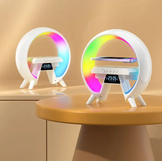 Colorful Bedside Wireless Charger with Clock Light