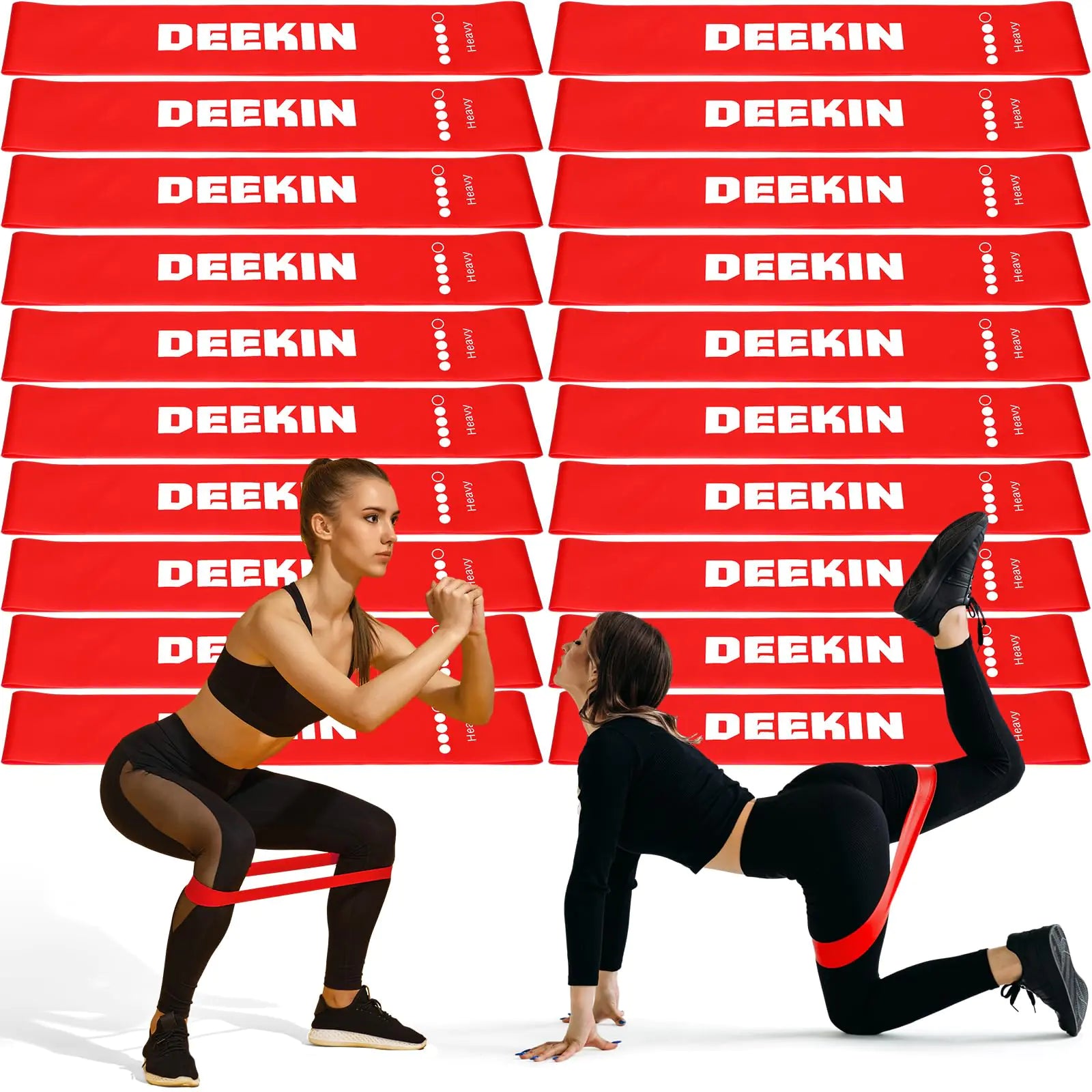 Deekin 20 Pcs Resistance Bands Resistance Loop Exercise Bands Exercise Equipment Elastic Band for Women and Men Home Fitness Gym Yoga (Red 35-40 lbs)