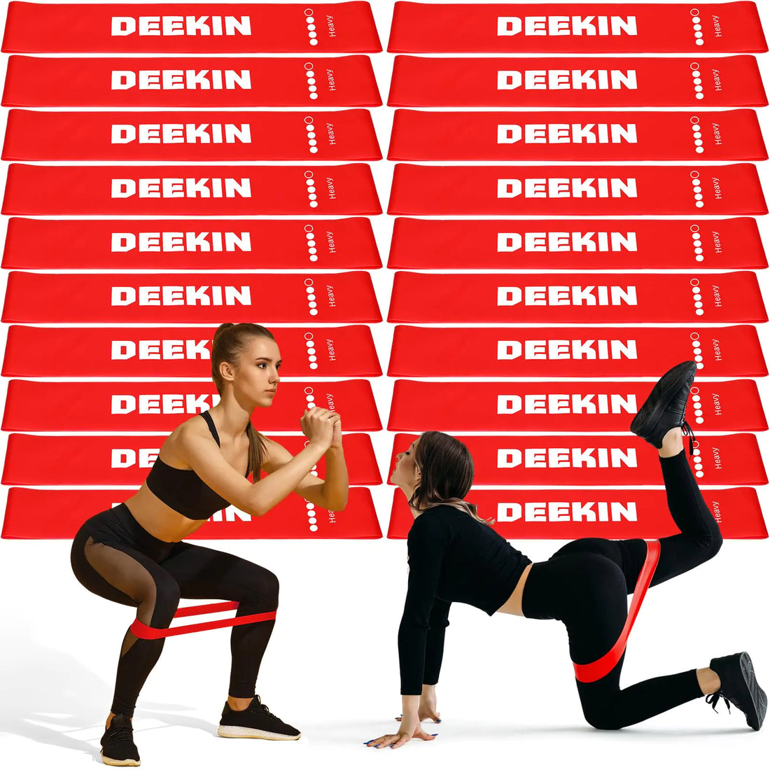 Deekin 20 Pcs Resistance Bands Resistance Loop Exercise Bands Exercise Equipment Elastic Band for Women and Men Home Fitness Gym Yoga (Red 35-40 lbs)