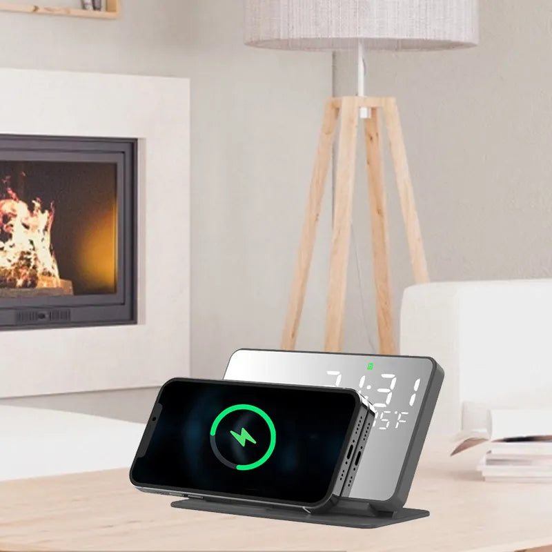 2-in-1 Wireless Rechargeable Alarm Clock – Innovative Convenience by Oana Prime Shop