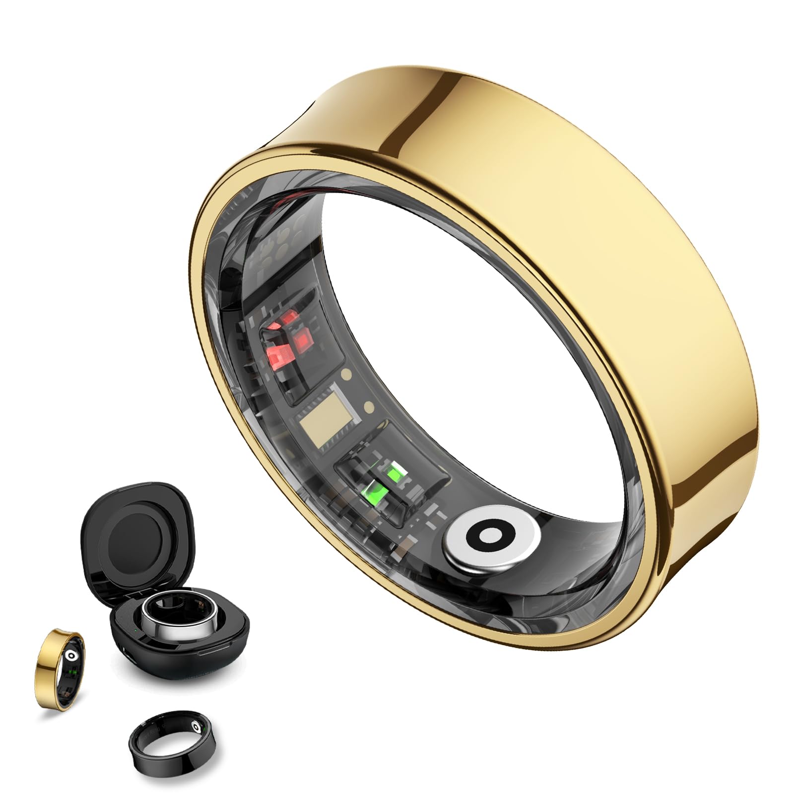 Smart Health Ring HR Sleep Tracker No App Fee iOS Android Gold