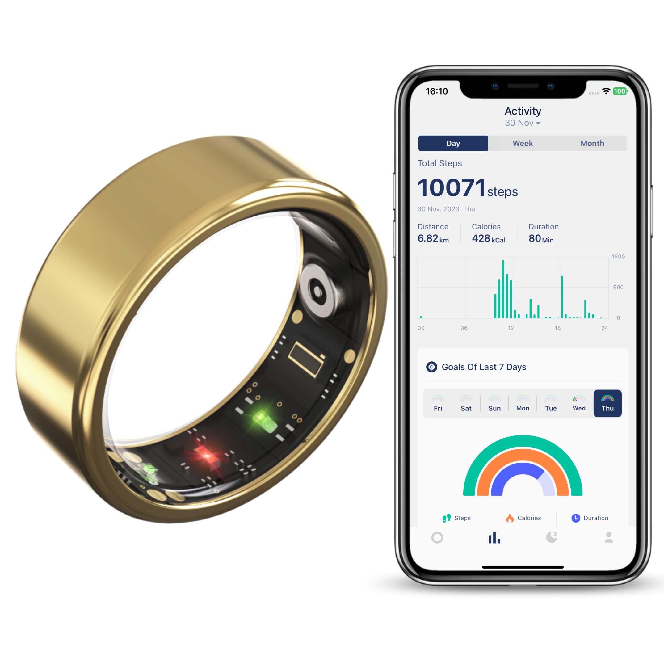Oulencu Smart Ring HR SpO2 Sleep Tracker Bluetooth Waterproof