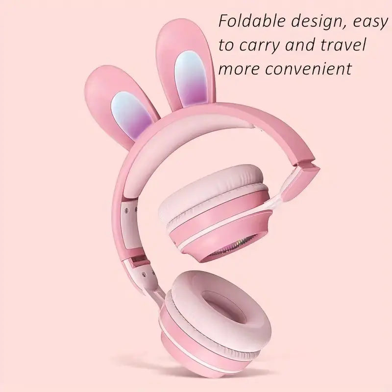 Cute Rabbit Wireless Headphones with RGB LED for Kids - Oana Prime Shop