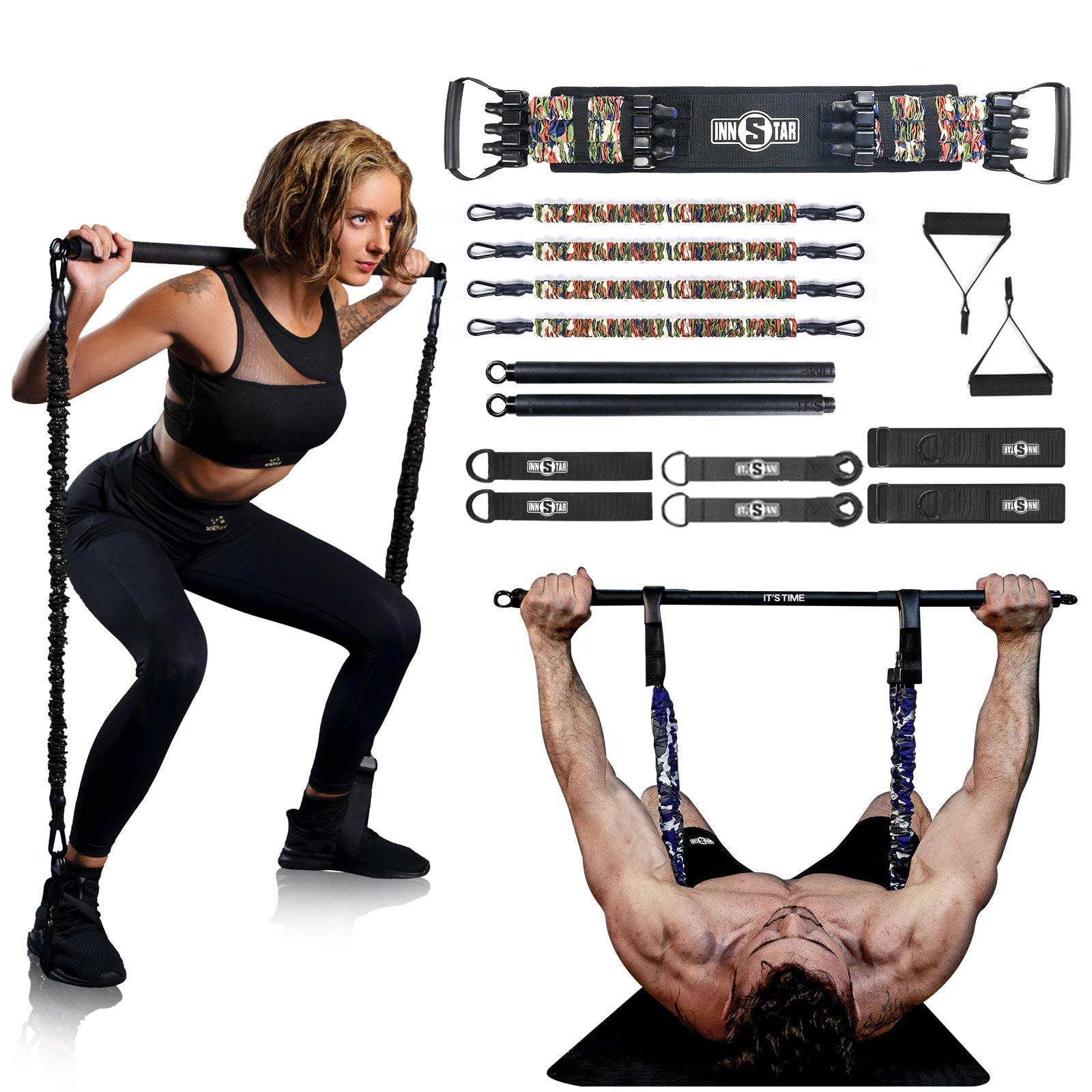 INNSTAR Resistance Bar 800lb Portable Home Gym Kit