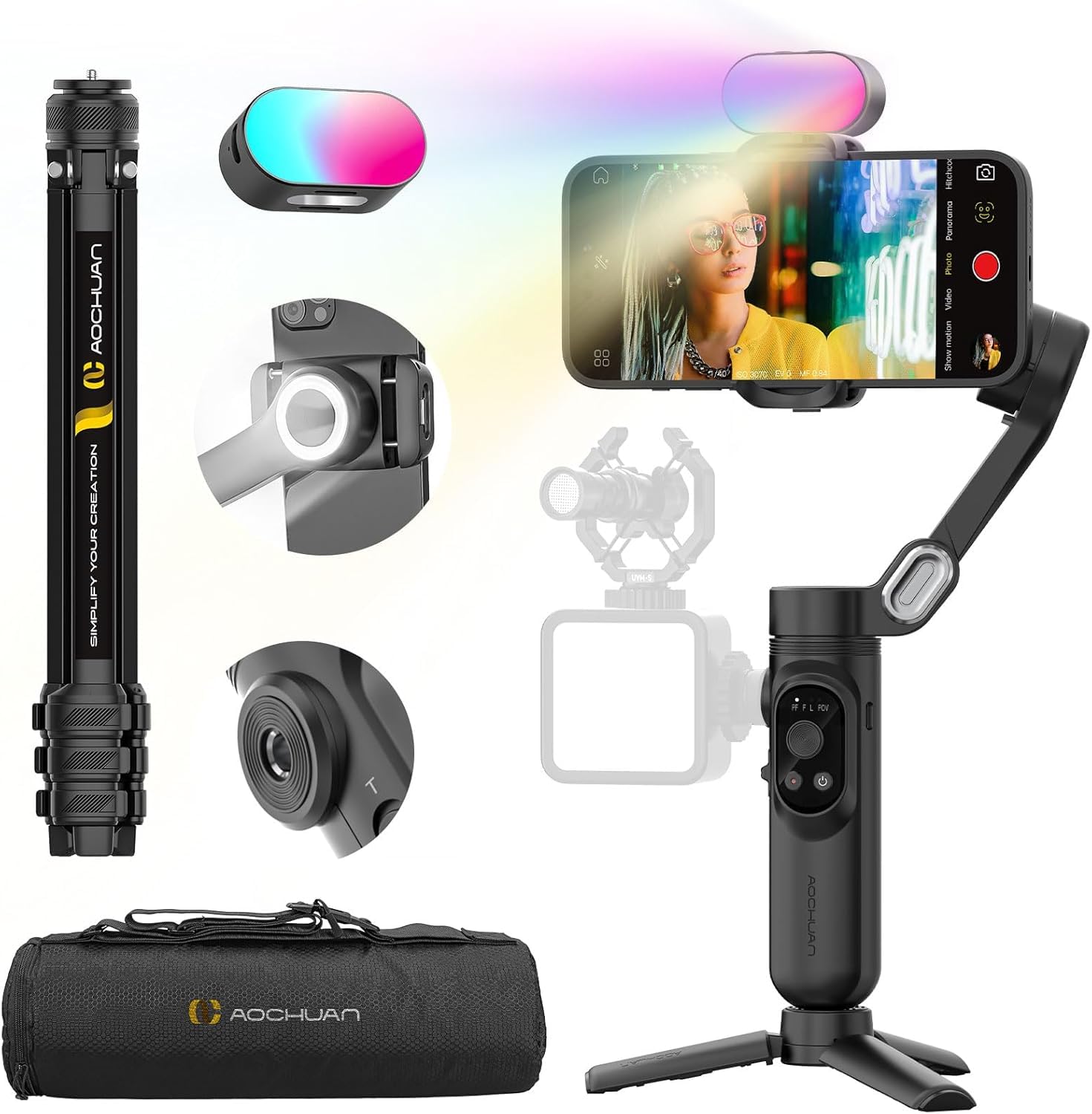 AOCHUAN Smart X 3-Axis Gimbal with RGB Light & AI Track