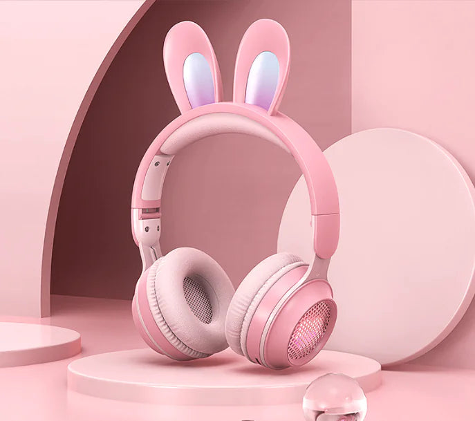 Cute Rabbit Wireless Headphones with RGB LED for Kids - Oana Prime Shop
