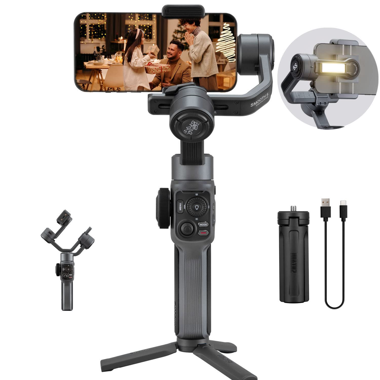 Zhiyun Smooth 5S Pro Gimbal with Selfie Light - Gray