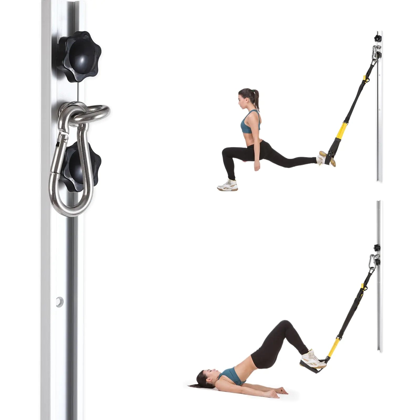 Resistance Band Wall AnchorGym Resistance Bandsdjustable Workout Wall Anchor Systemfor Resistance Band Exerciseswith 2 Rail and 2 Rail CarEasy Installation(double setNo Resistance Bands) - Oana Prime Shop