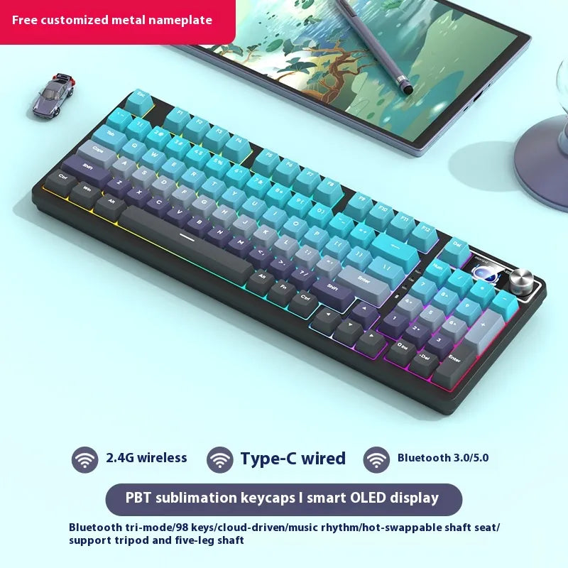 98 Key Wireless Bluetooth Three-model Mechanical Keyboard Gaming Electronic Sports Office - Oana Prime Shop