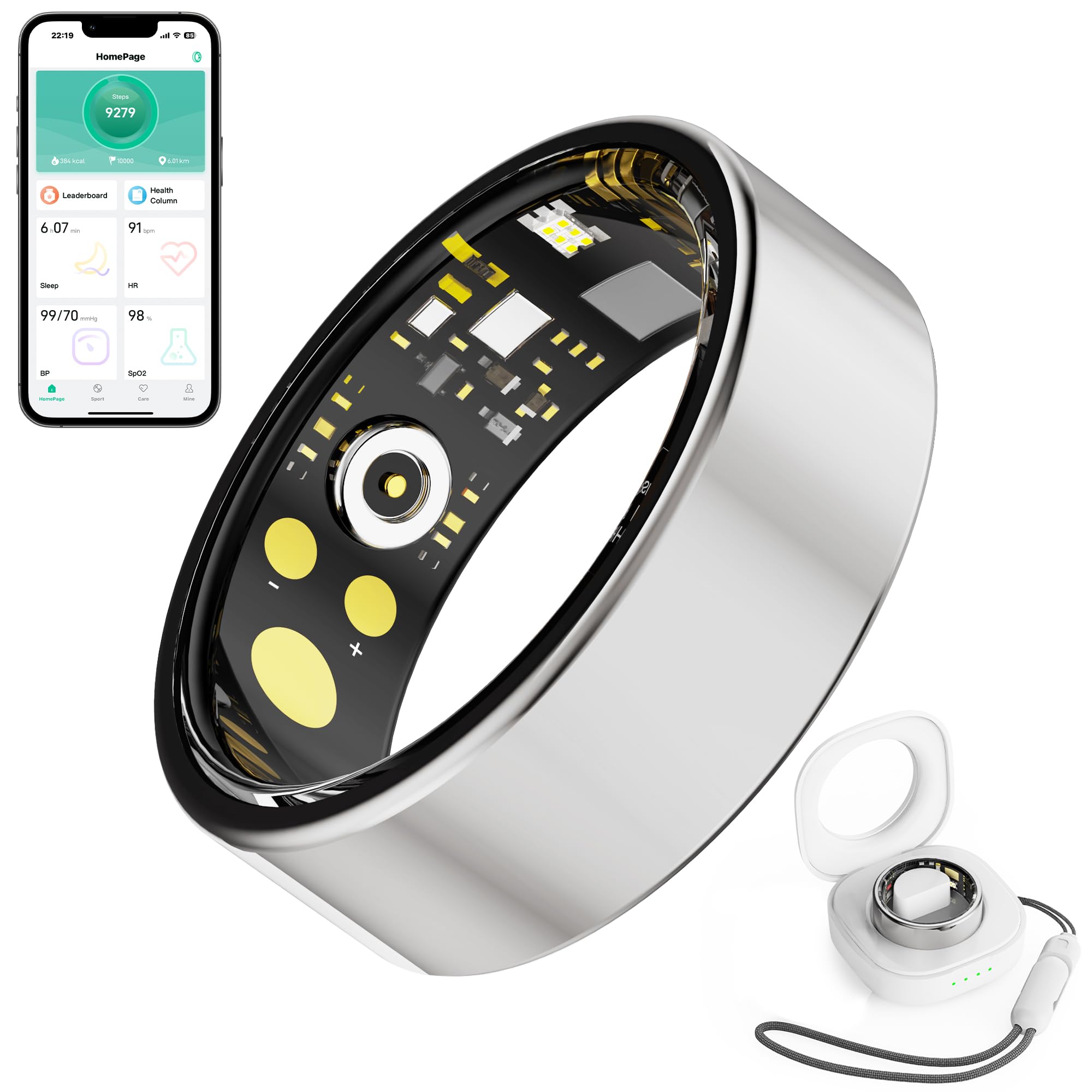 Smart Ring HR SpO2 Sleep IP68 Waterproof Fitness iOS Android