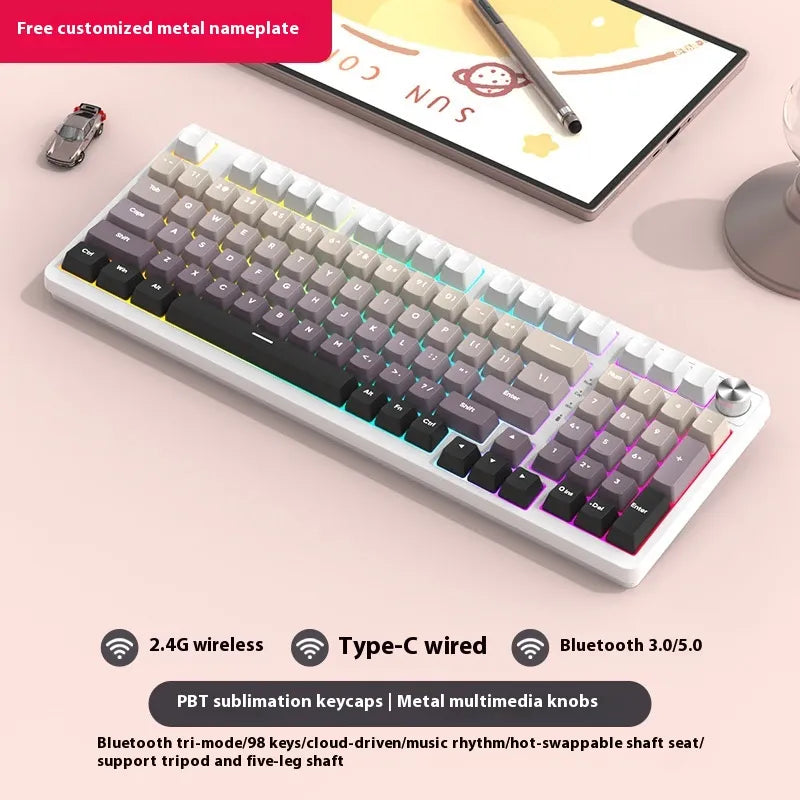 98 Key Wireless Bluetooth Three-model Mechanical Keyboard Gaming Electronic Sports Office - Oana Prime Shop