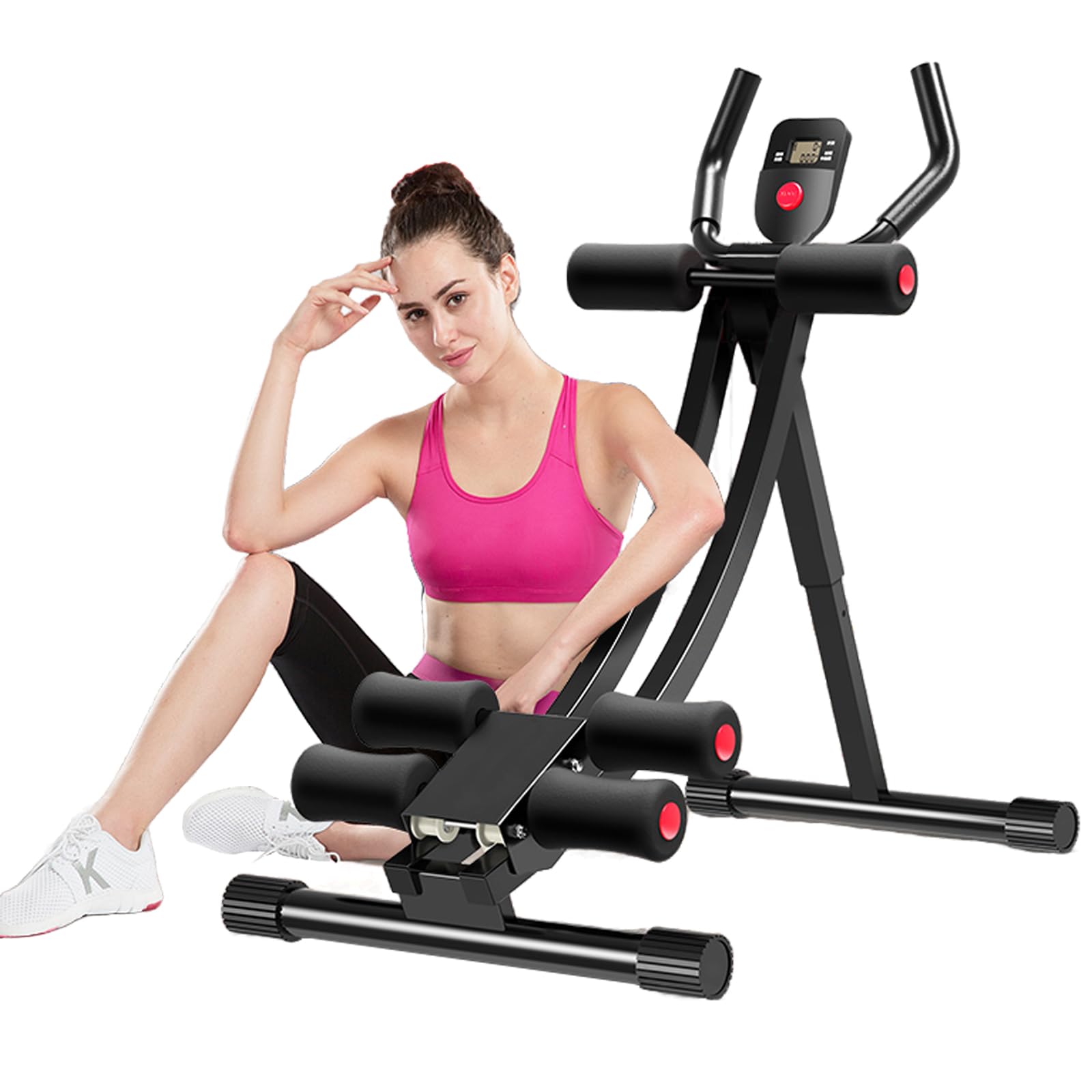 JOBUR Adjustable Ab Machine Foldable Core Trainer with LCD