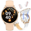 Women’s Smartwatch 1.27″ + Earbuds Fitness Tracker Gold