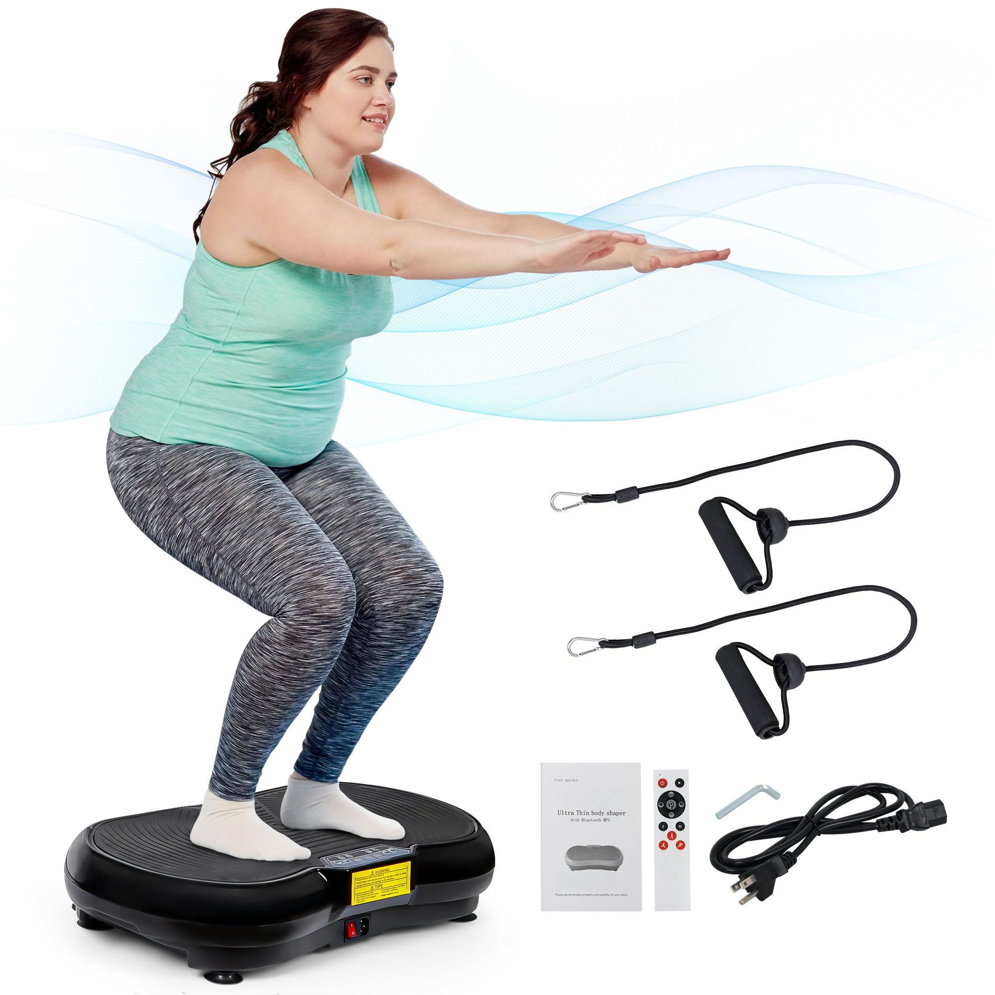 Vibration Platform Trainer with Bluetooth Massage Black