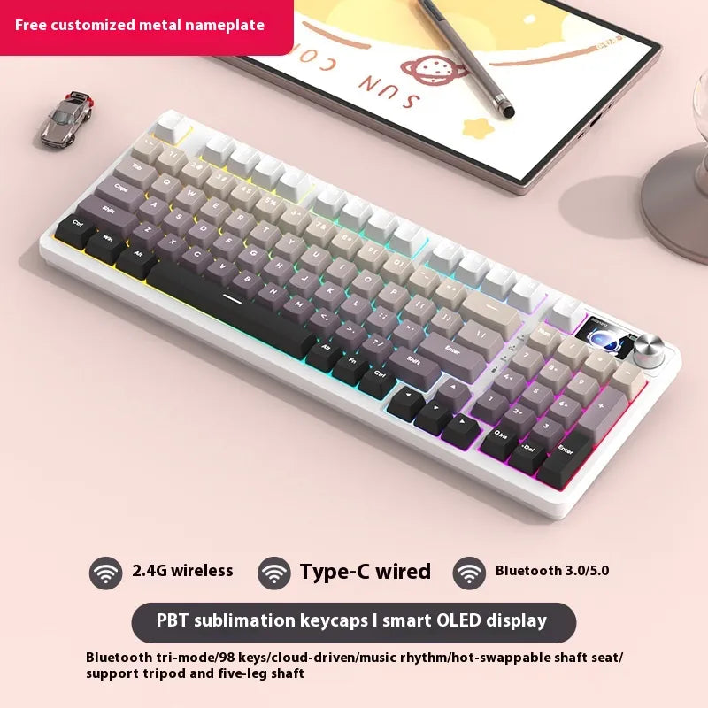 98 Key Wireless Bluetooth Three-model Mechanical Keyboard Gaming Electronic Sports Office - Oana Prime Shop