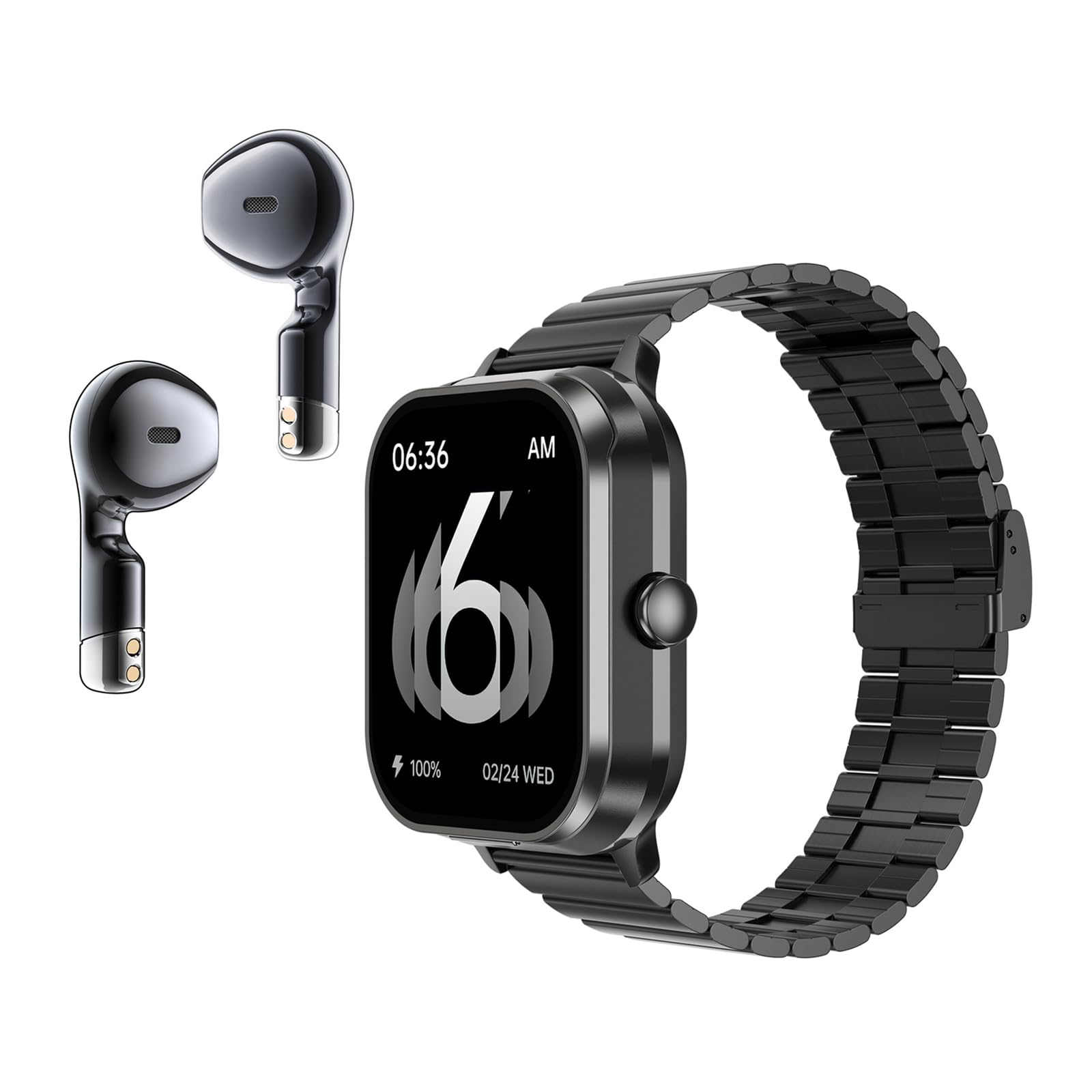 D8Pro Smartwatch 2.01″ + Earbuds Fitness Tracker Black