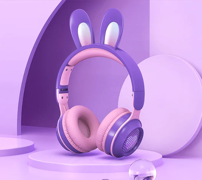 Cute Rabbit Wireless Headphones with RGB LED for Kids - Oana Prime Shop