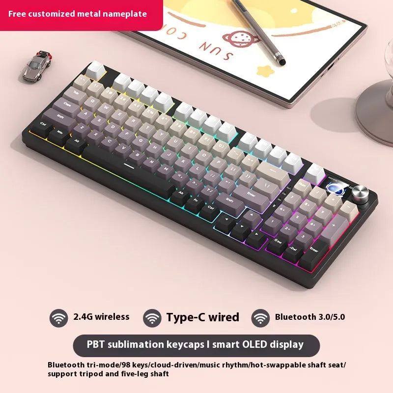 98 Key Wireless Bluetooth Three-model Mechanical Keyboard Gaming Electronic Sports Office - Oana Prime Shop