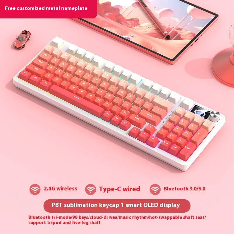 98 Key Wireless Bluetooth Three-model Mechanical Keyboard Gaming Electronic Sports Office - Oana Prime Shop