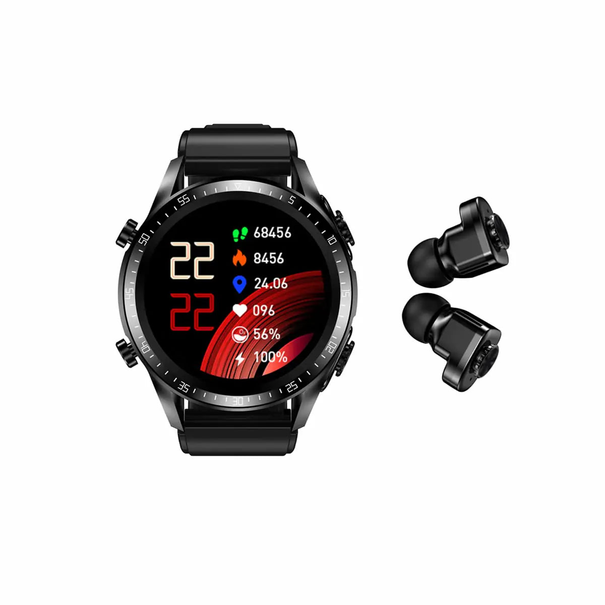Tuanzi JM03 2 in 1 Smart Watch with Earbuds 1.28" Smartwatch TWS HiFi Stereo Wireless Headset Combo Bluetooth Phone Call for Android iOS(Black) - Oana Prime Shop