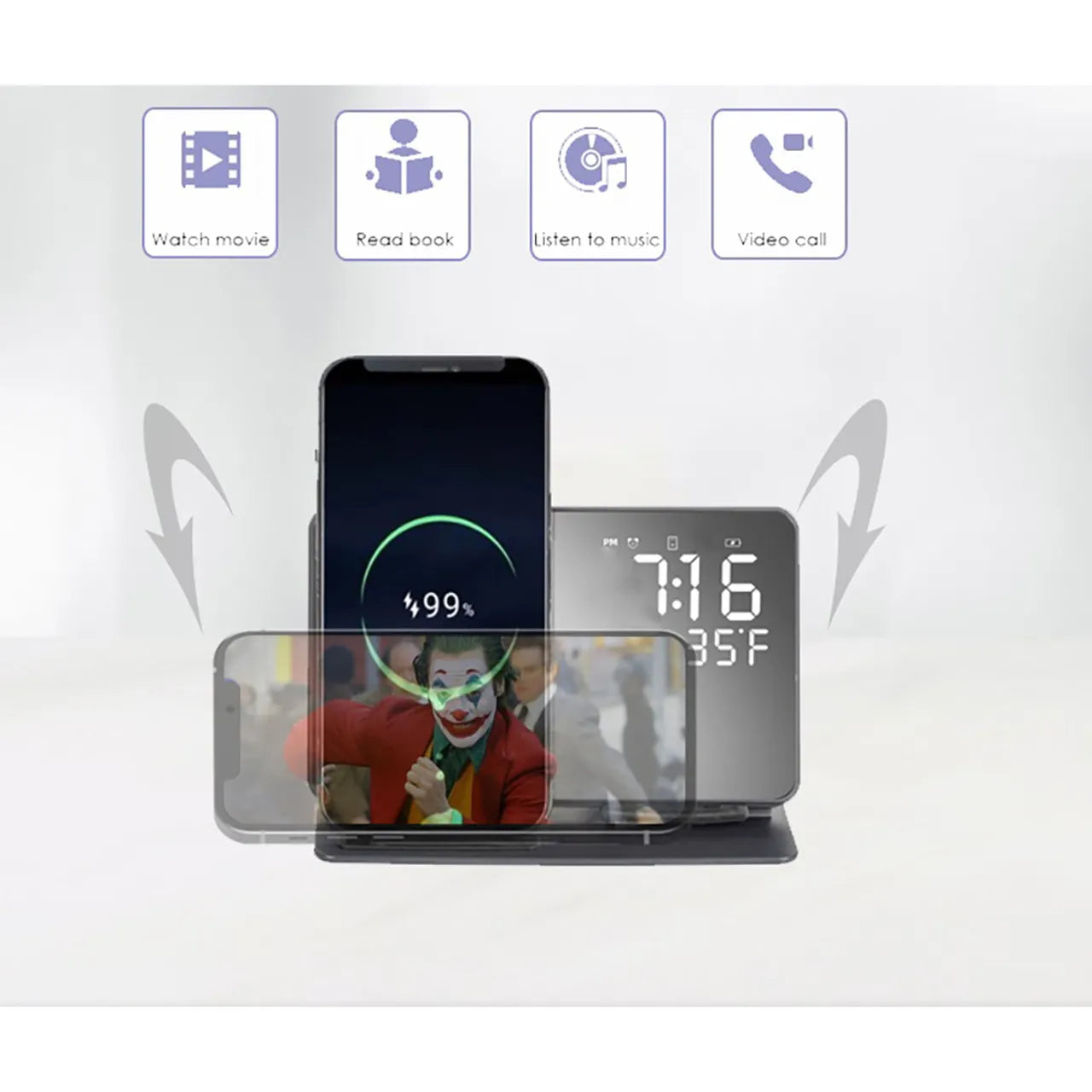 2-in-1 Wireless Rechargeable Alarm Clock – Innovative Convenience by Oana Prime Shop - Oana Prime Shop