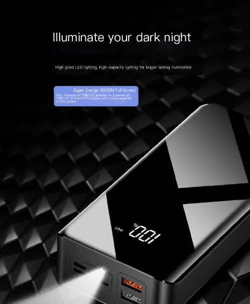 Custom Polymer Power Bank with Digital Display 30000mAh - Oana Prime Shop