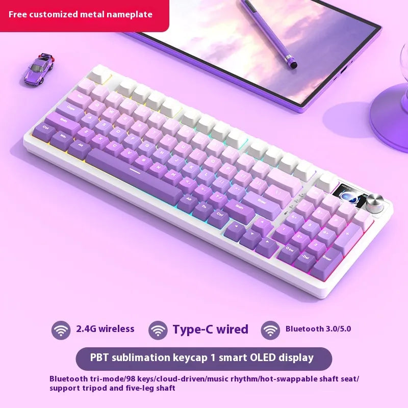 98 Key Wireless Bluetooth Three-model Mechanical Keyboard Gaming Electronic Sports Office - Oana Prime Shop