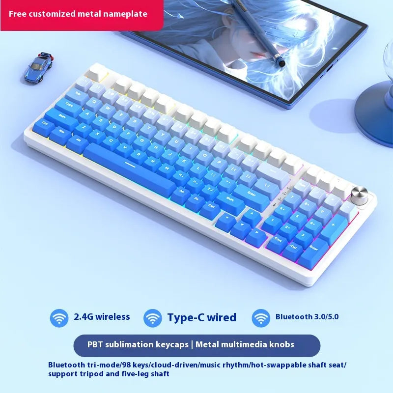 98 Key Wireless Bluetooth Three-model Mechanical Keyboard Gaming Electronic Sports Office - Oana Prime Shop