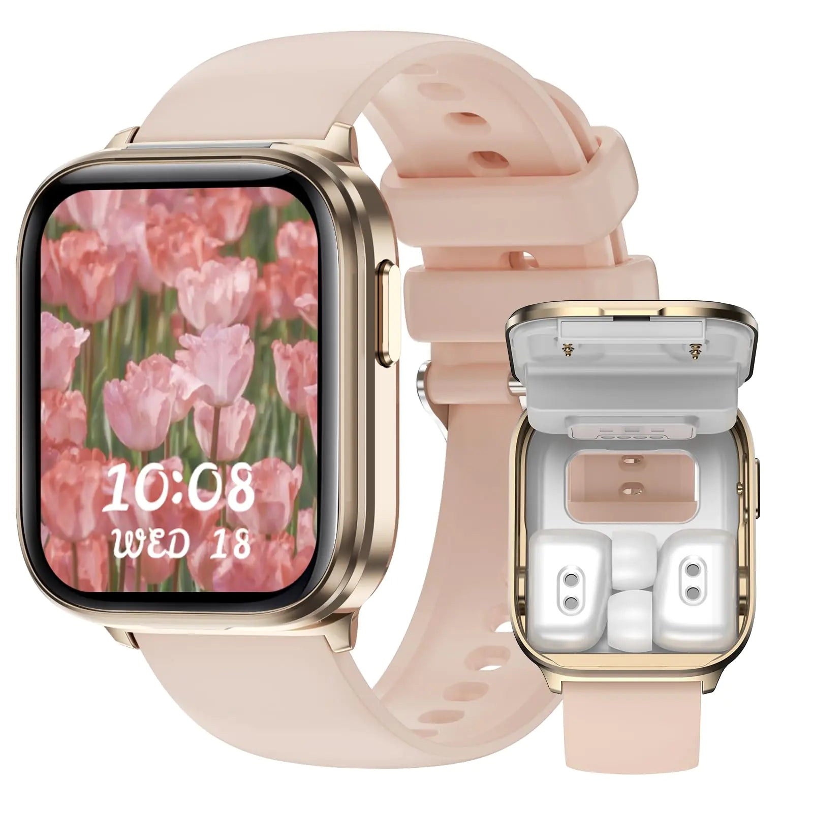 coolhenry Smart Watch with Earbuds Bluetooth Earphones Built-in1.85 Fitness Tracker Watch with Heart Rate/Sleep/SpO2 Monitor 100+ Sports Modes Compatible for Android &amp; iPhone