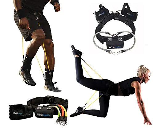 WearBands 3-Level Resistance Bands Training and Exercise System for Sports Fitness Glute Building &amp; Toning Rehab Conditioning Home and Travel Fitness (Height: 61"- 69" Shoe Size: Medium)