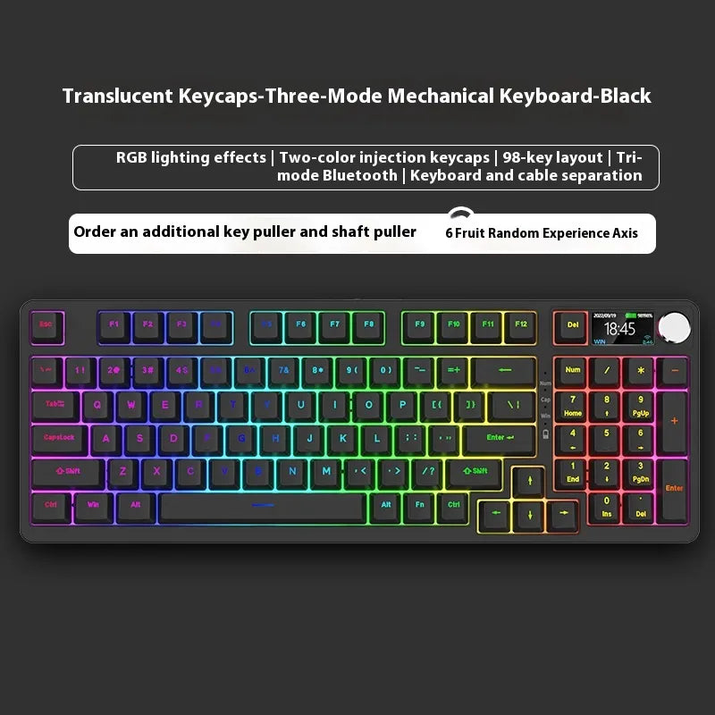 98 Key Wireless Bluetooth Three-model Mechanical Keyboard Gaming Electronic Sports Office - Oana Prime Shop