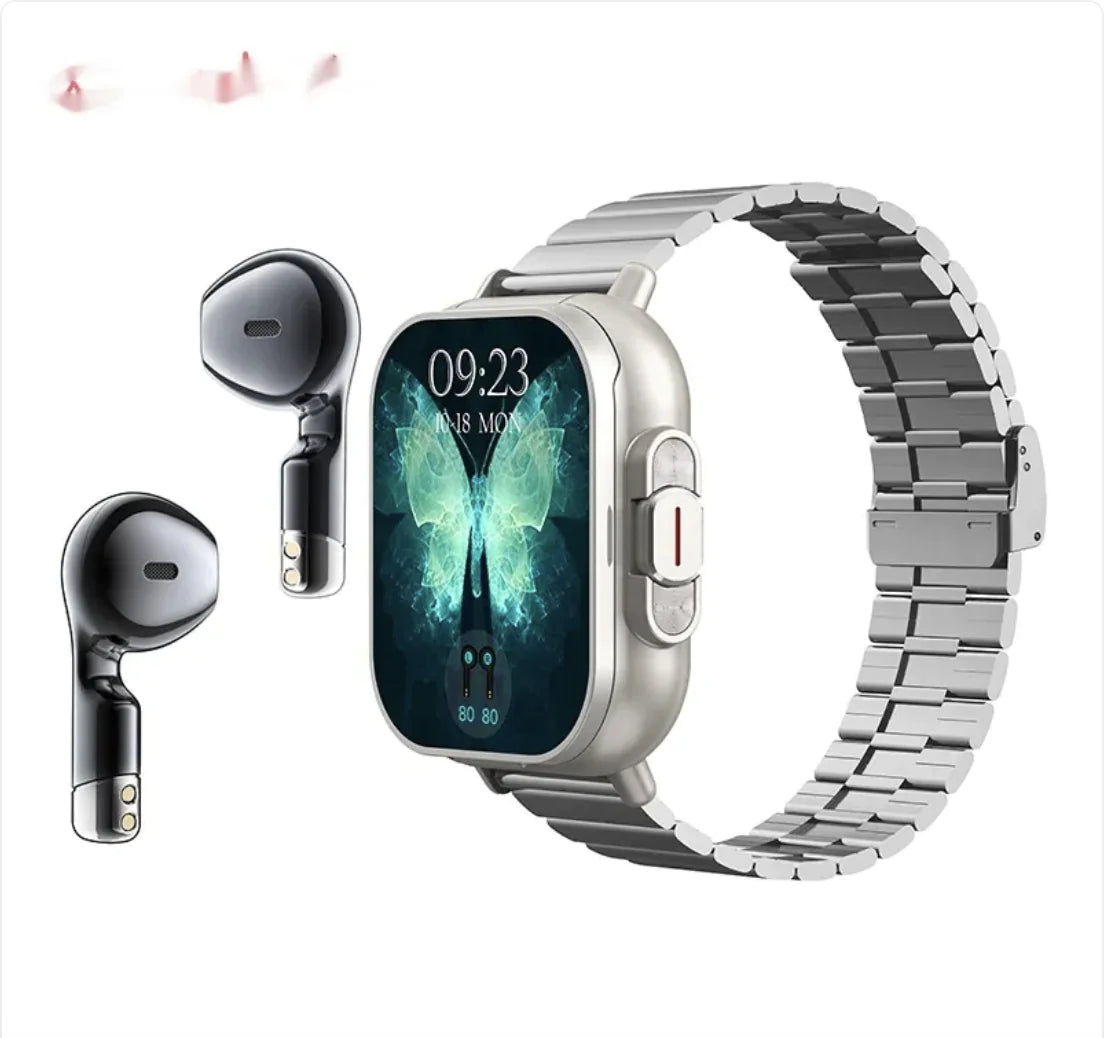 2-in-1 Smartwatch with TWS Bluetooth Earbuds &amp; Heart Rate Monitor