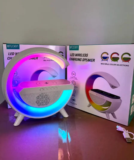 Colorful Bedside Wireless Charger with Clock Light