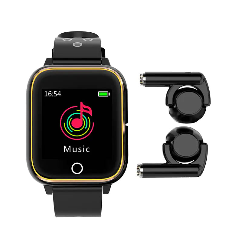 2-in-1 Smart Watch with Bluetooth Earphones and Health Monitor