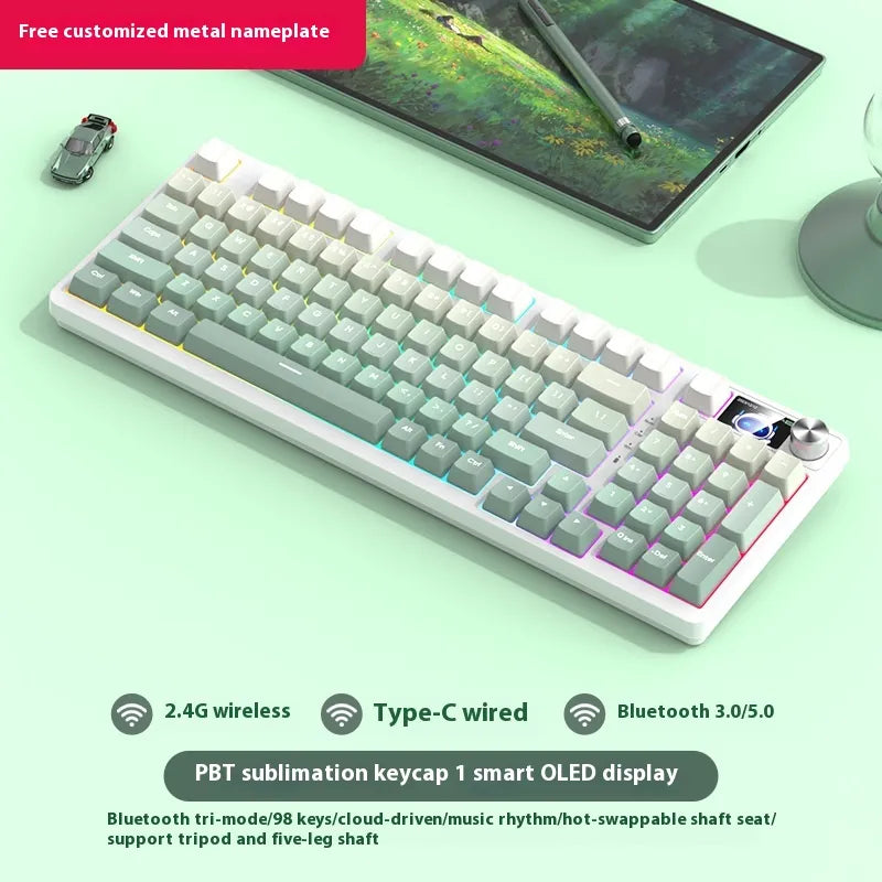 98 Key Wireless Bluetooth Three-model Mechanical Keyboard Gaming Electronic Sports Office - Oana Prime Shop