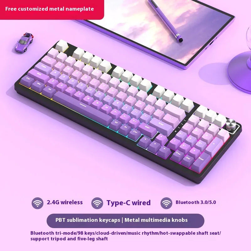 98 Key Wireless Bluetooth Three-model Mechanical Keyboard Gaming Electronic Sports Office - Oana Prime Shop