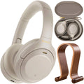 Sony WH1000XM4/S Premium Noise Cancelling Wireless Over-The-Ear Headphones Bundle with Deco Gear Wood Headphone Display Stand and Protective Travel Carry Case - Oana Prime Shop