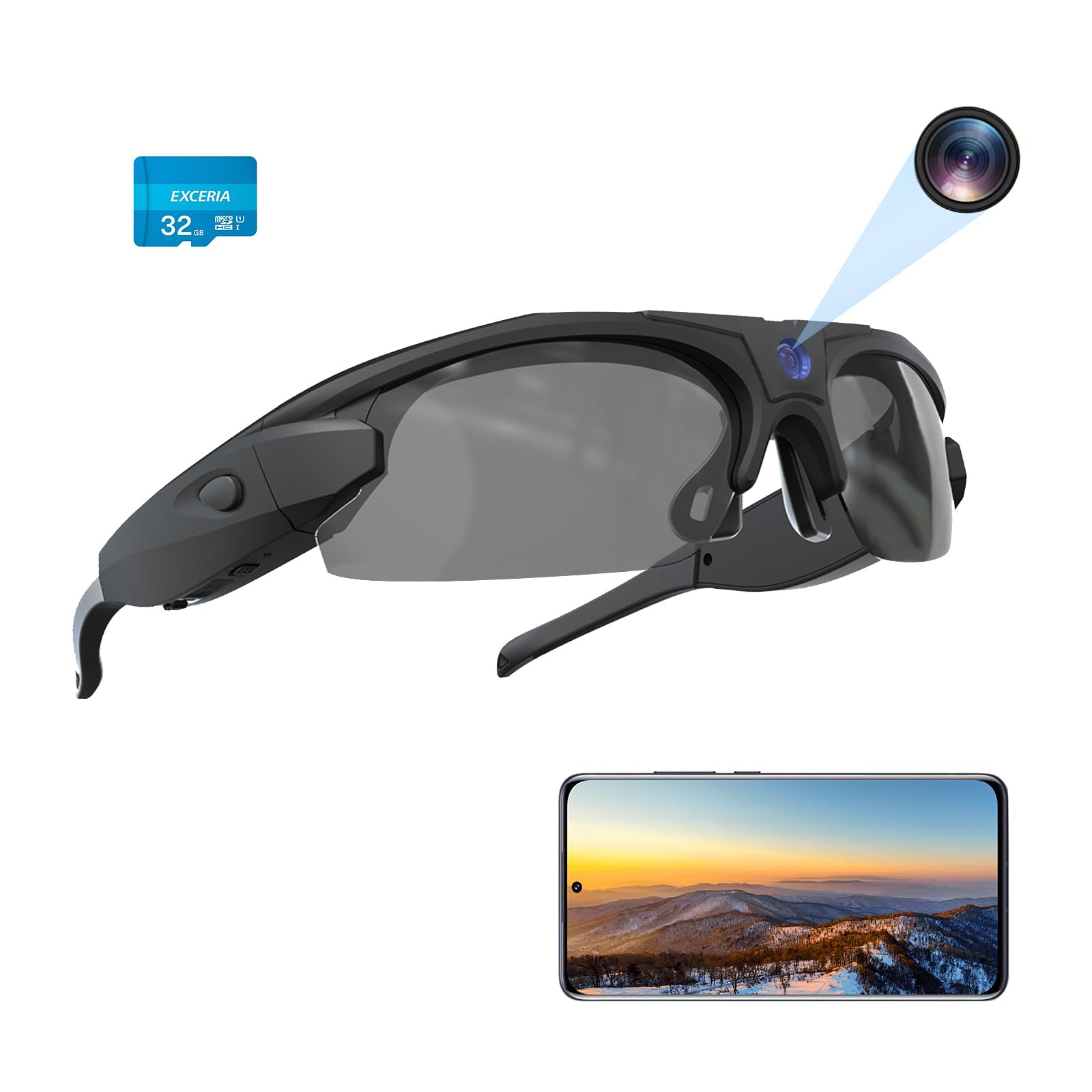RERBO 4K HD Camera Sunglasses with UV Protection