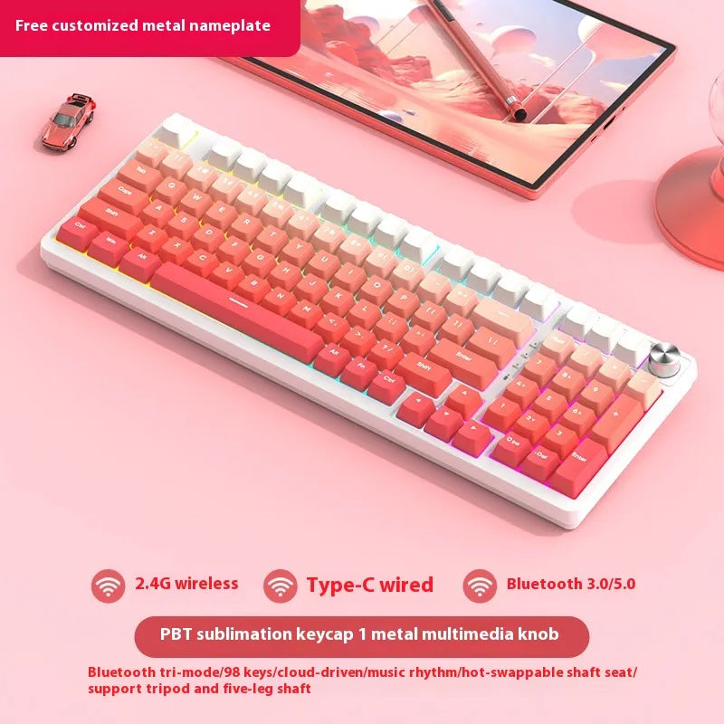 98 Key Wireless Bluetooth Three-model Mechanical Keyboard Gaming Electronic Sports Office - Oana Prime Shop