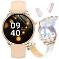 Women’s Smartwatch 1.27″ + Earbuds Fitness Tracker Gold