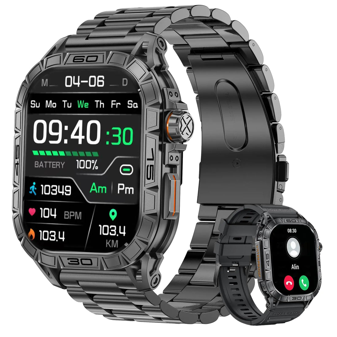 Invyxr Waterproof Smart Watches for Men Rugged Mens Fitness Smart Watch with Heart Rate Sleep Blood Pressure Activity Trackers Health Watches Compatible for Android and iOS Answer/Make Call