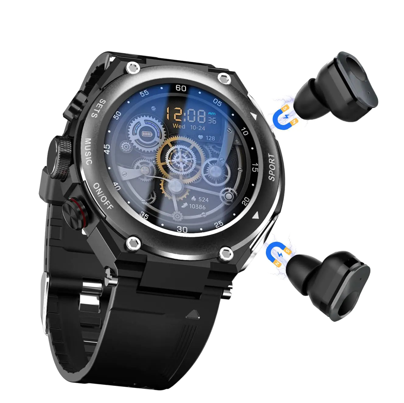 Desong Smart Watch with Earbuds 3 in 1 Round Fitness Tracker 1.28inch Smartwatch for Men Answer/Make Call Speaker Recording Sleep Monitor Sports Smart Watch Long Time Standby - Oana Prime Shop