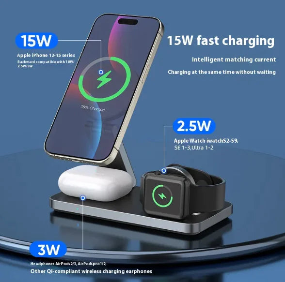 4-in-1 Magnetic Wireless Charger for Phone, Watch & Earbuds - Oana Prime Shop